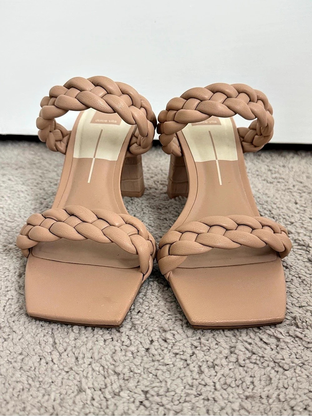 Dolce Vita Paily Braided Block Heel Sandal in Cream Stella
